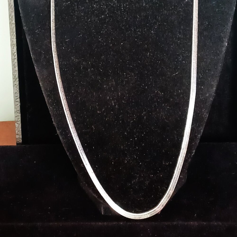 Silver Herringbone Chain Necklace - Women Jewelry